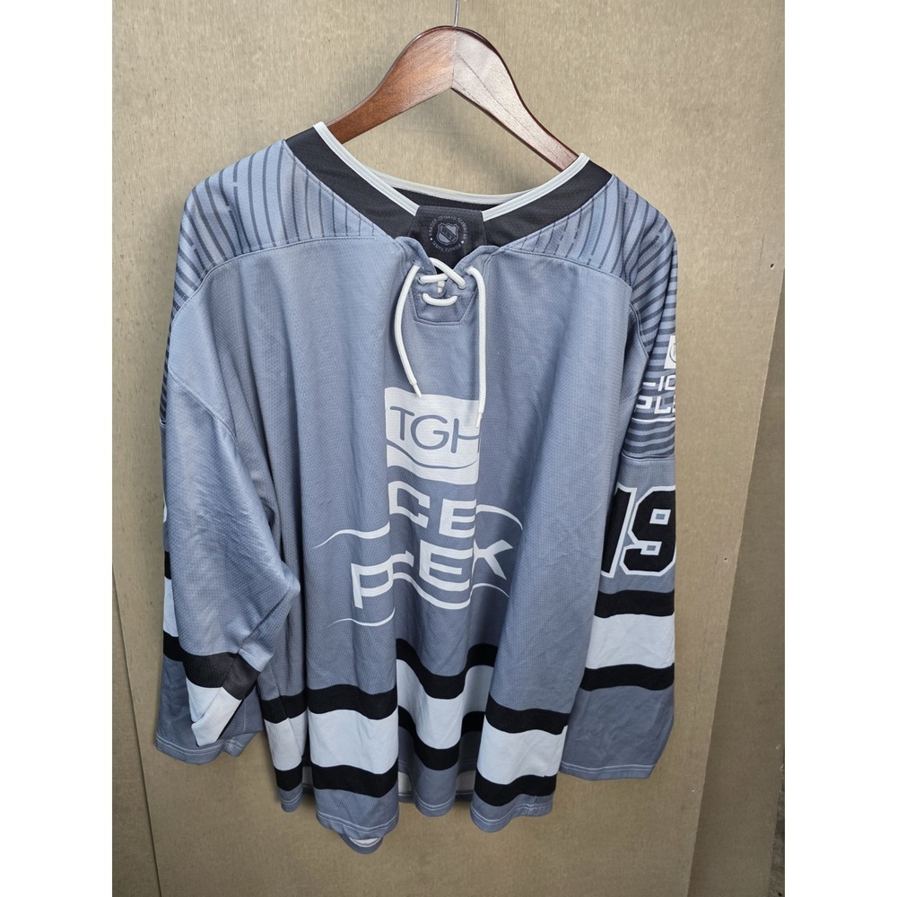 RST IcePlex Tampa Hockey Jersey Gray Adult 4XL #19 Lace Up Practice Jersey